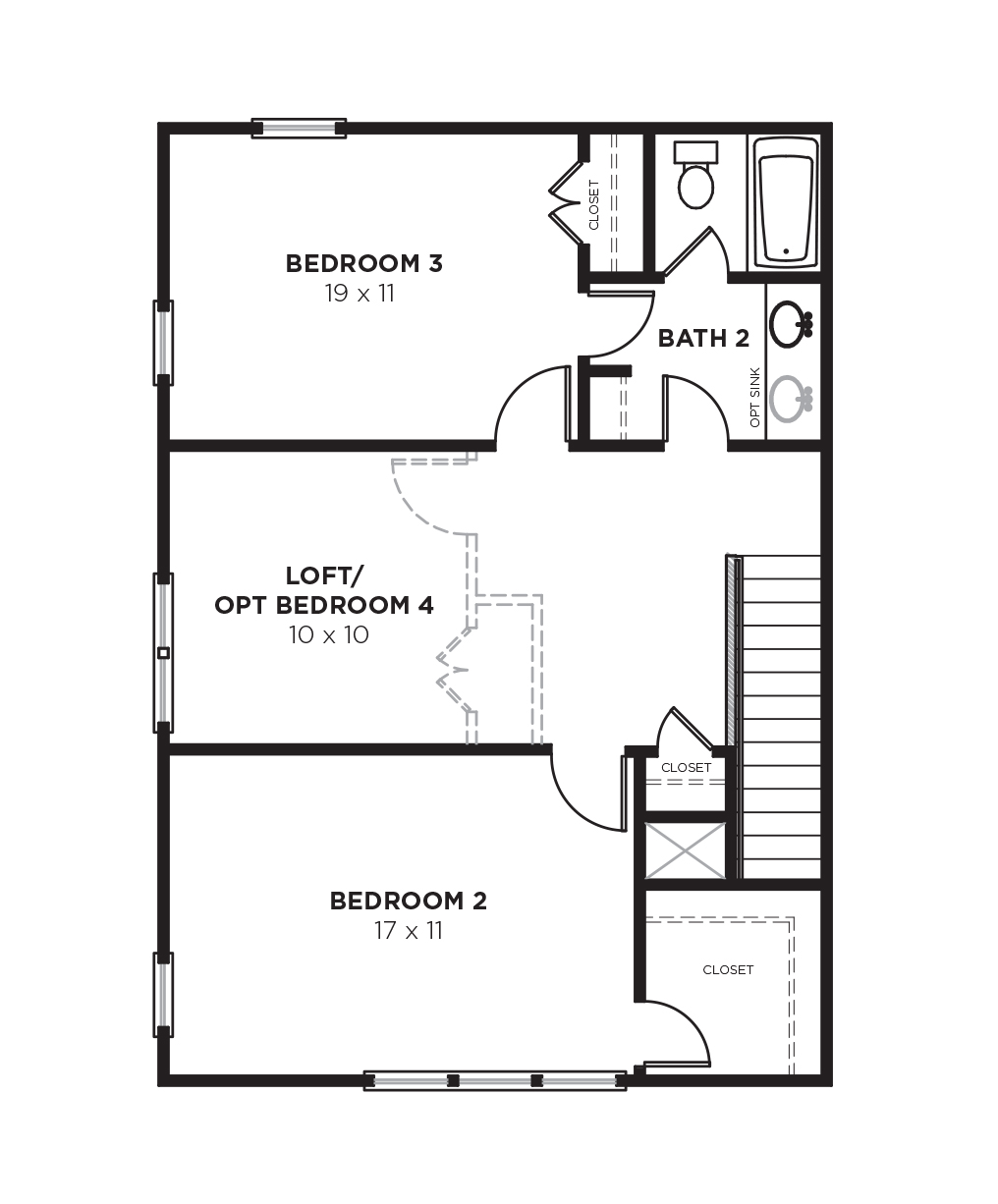 Honeysuckle Plan a Dan Ryan Builders Second Floor Plan near Charleston, SC